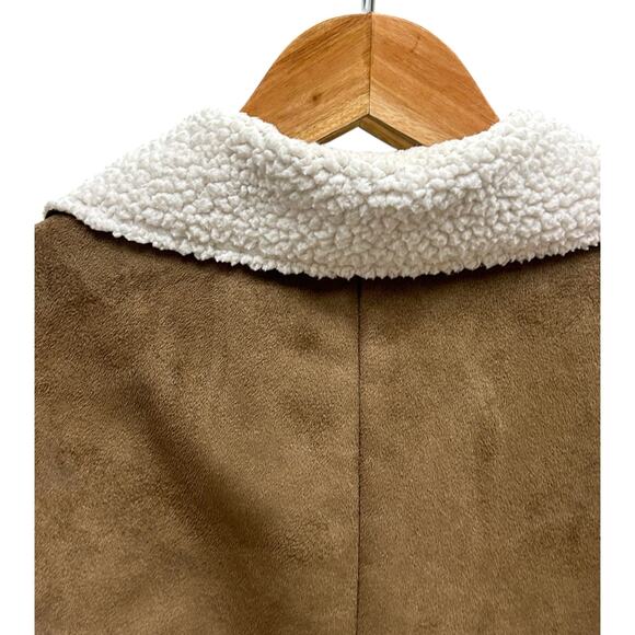 Chico's 1 (US M) Brown Faux Fur Suede Jacket Coat Boho Western Fall Layering - Picture 4 of 7